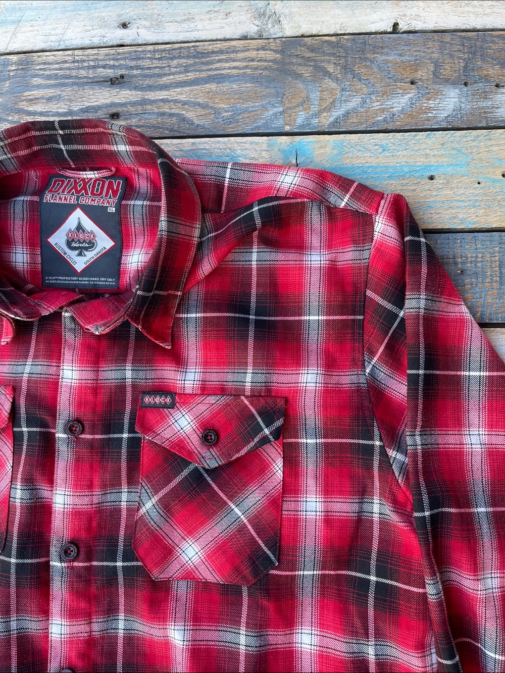 Dixxon Flannel Klock Werks Tribute Plaid Shirt Mens XL Red Black D-Tech Moto - Picture 3 of 15